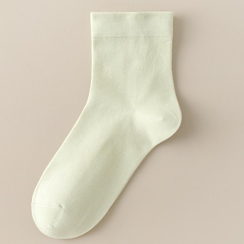 Women's Spring and Summer Thin, Solid-color, Pure Cotton, Versatile Mid-calf Socks, Boneless, Comfortable Postpartum Socks, Trendy Short Socks