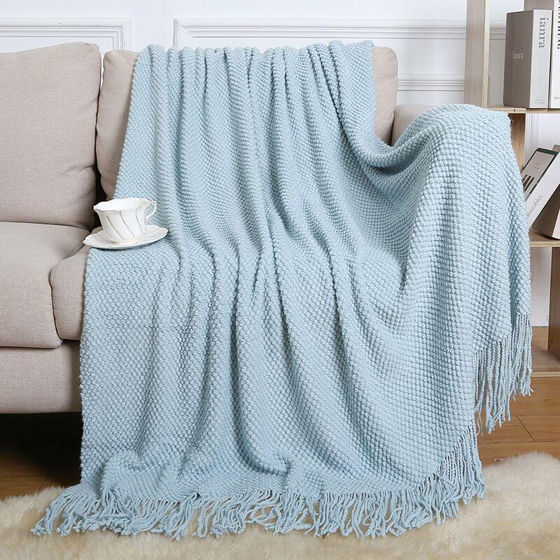 Bohemian Knitted Throw Blanket for Bed, Sofa, or Office Nap