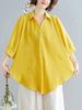 2026 Stylish Cotton Linen V-Neck Casual Plus Size Shirt with Belly Coverage and Wide Hem
