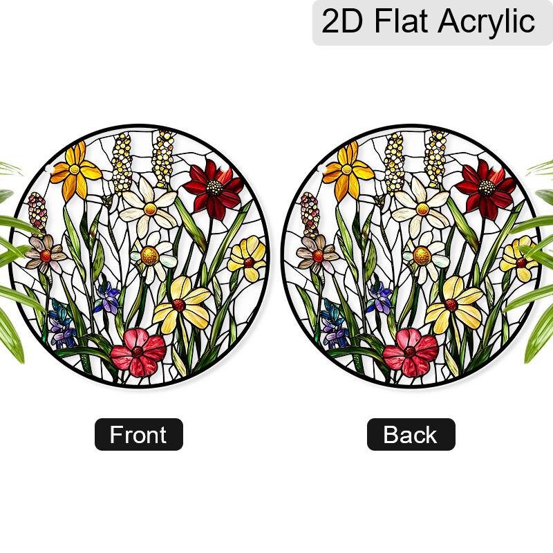 Acrylic Mixed Wildflower Meadow Suncatcher Stained Glass Effect Window Hanging Ornament Floral Themed Gift for Home