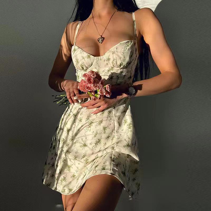 European & American Women's Digital Print Sling Vest Slimming Knitted Dress - Sexy & Stylish