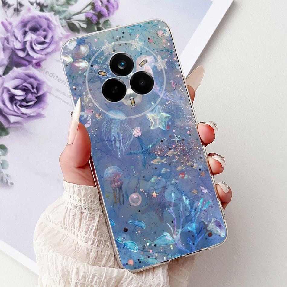 For Realme 14 Pro 14Pro+ Elegant Floral Cat Printed Phone Case For Realme 14 Pro Plus 14Pro 5G Soft Silicone TPU Cases
