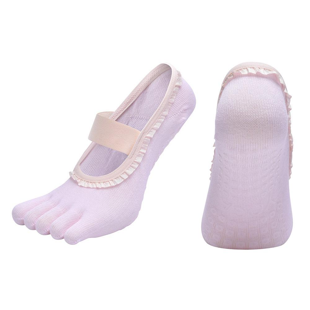 

Five Toes Yoga Socks Breathable Cotton Ballet Dance Socks Fitness Socks Fitness Training 1-Pink