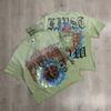 VibeStreet Streetwear Vintage Lavé Diamant Crop Top pour Homme Col Rond Manches Courtes Coupe Ample Coton Strass T-shirts Oversize