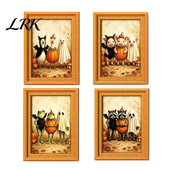 Cute Pumpkin Spooky Ornaments Wooden Black Cat Fridge Magnet, Seasonal Cartoon Kitchen Bathroom Decor, Autumn Home Decorations Theme Photo Frame