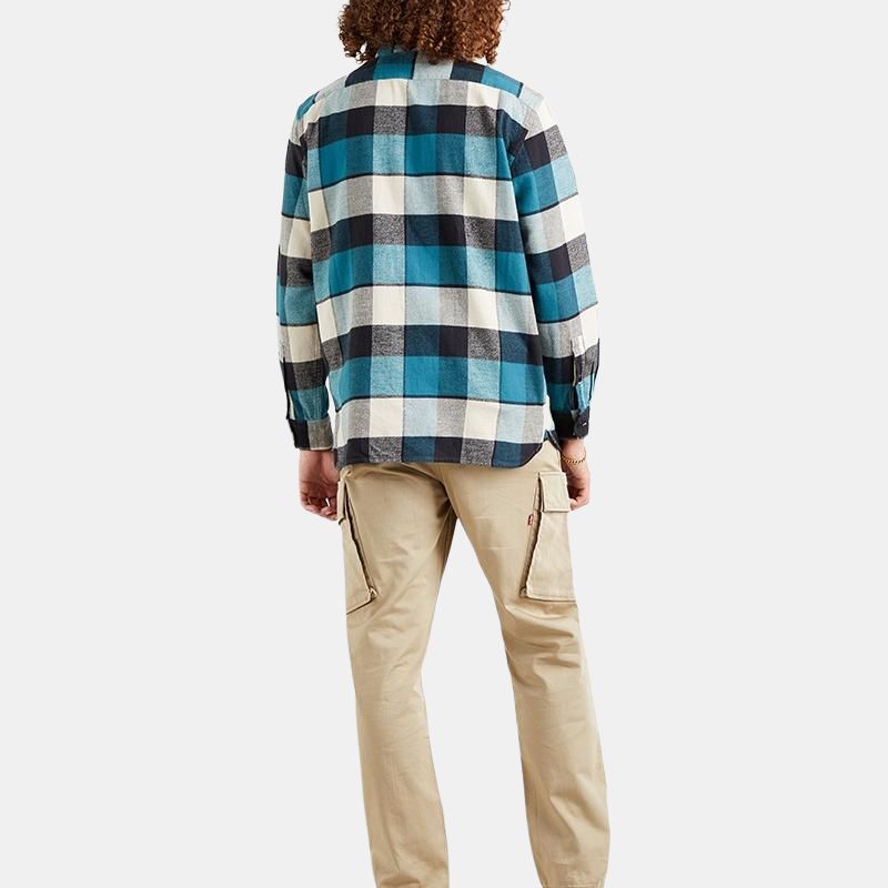 Levis Classic American Plaid Minimalist Casual Long Sleeve Shirt Men shirts Blue 19573-0147