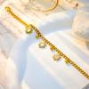 Gold Sunburst Charm Cuban Link Bracelet for Women