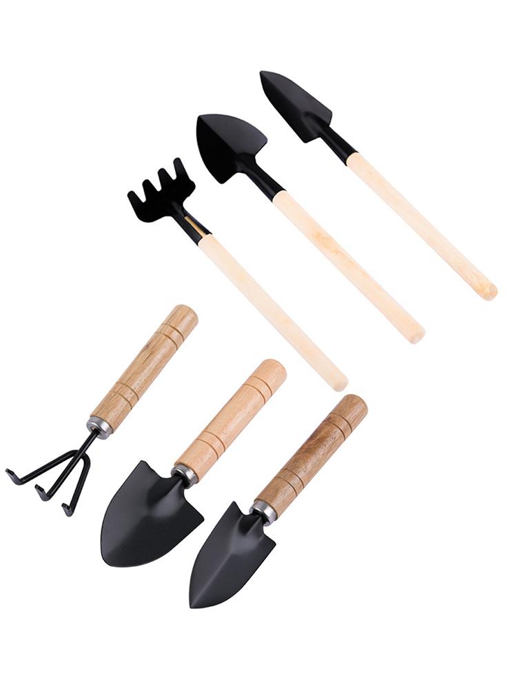 3Pcs Shovel Rake Spade Set Small Rake Shovel Spade Wooden Handle Garden Tool Sets Hand Planting Tools for Indoor Gardening