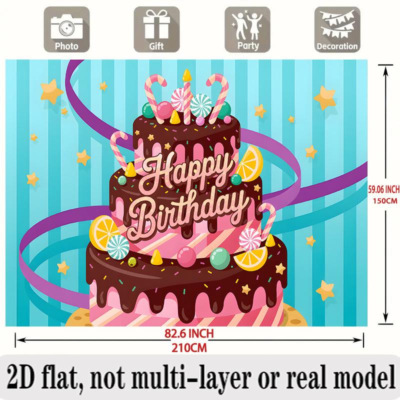 Party Backdrop Cake Flat Backdrops Birthdays Event Backdrop Decoration Birthday Party Decor