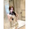 Kumikumi Gentle Sweet Girl Style Sleeveless Half-high Collar Ribbon dress Women Summer Loose Slimming A- line Skirt