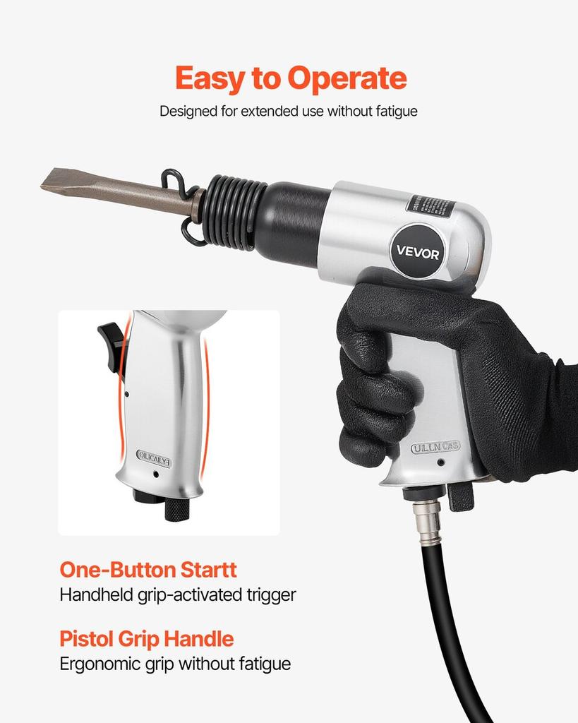 Air Hammer, 4500BPM Pneumatic Hammer with Rust Removal Air Needle Scaler & 4PCS Chisels Round Shank, Lightweight & Compact Air Chisel Pneumatic Shovel