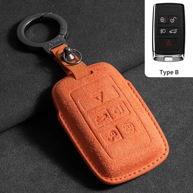 Interior Mouldings Suede Leather Car Key Case for Land Rover Range Rover Evoque Discovery Sport Velar for Jaguar XE XF E-Pace F-