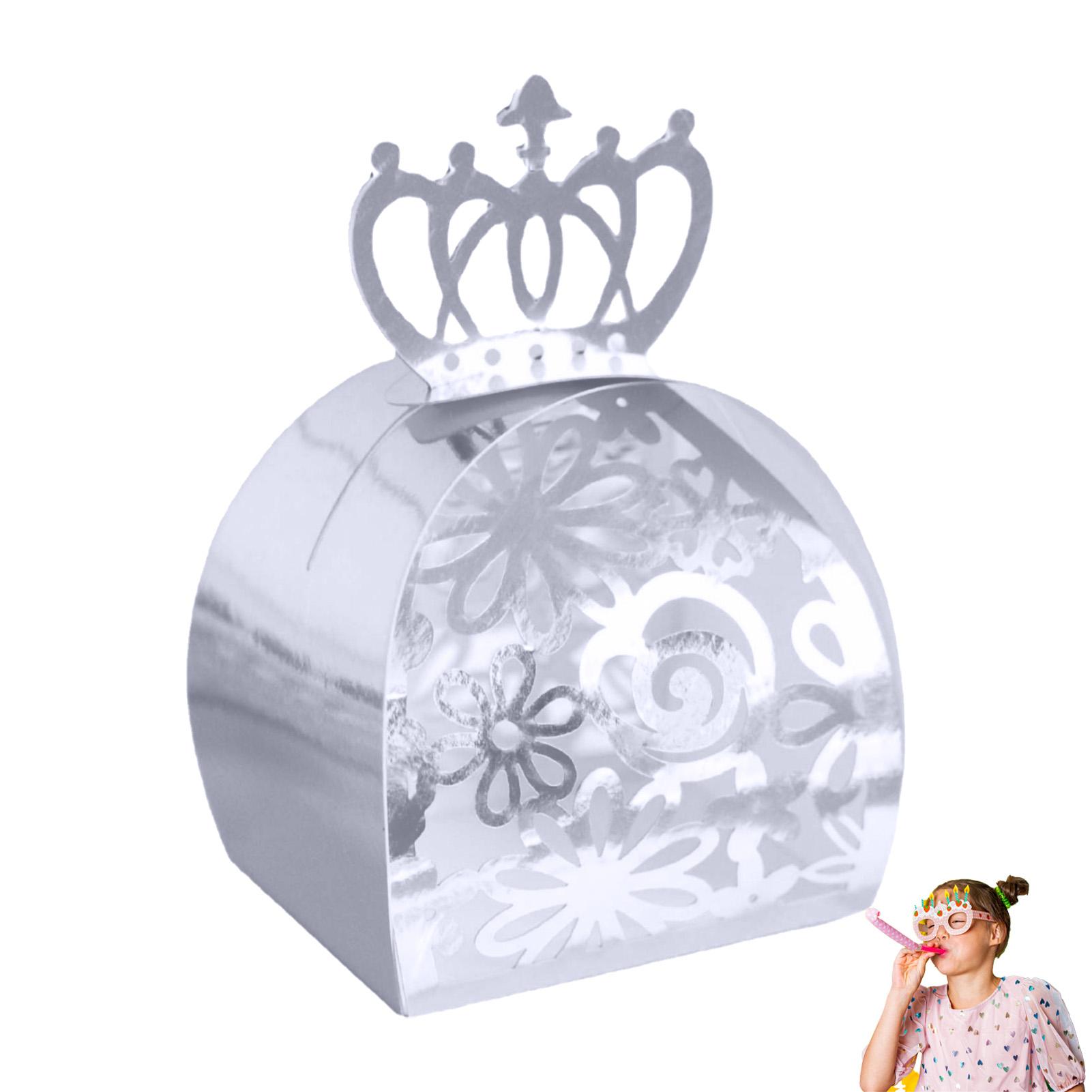 50 шт. Коробки для хранения конфет Коробка для конфет в форме полой короны Для шоколада Десерта Печенья Печенья Креативный свадебный подарок Пакет серебряный