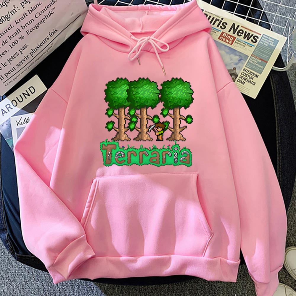 

Толстовка Terraria 2026 Новий Піксельний Стиль ГРА Футболки з Довгим Рукавом Одяг Зручні Худі XXXL рожевий