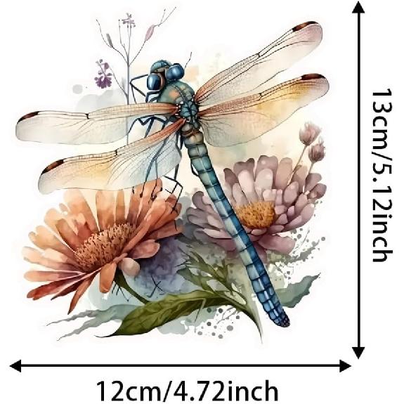 2PC Dragonfly 3D-Effect PVC Vinyl Sticker, 4.72"x5.12" Self-Adhesive Waterproof Decal for Car, Laptop, Truck, Motorcycle, Scratch Cover, Home Door