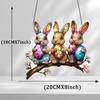 Three Rabbits Holding Colorful Eggs Hanging Decoration Hanging Pendant Wind Chime Suncatcher Home Window Ornament Garden Decor