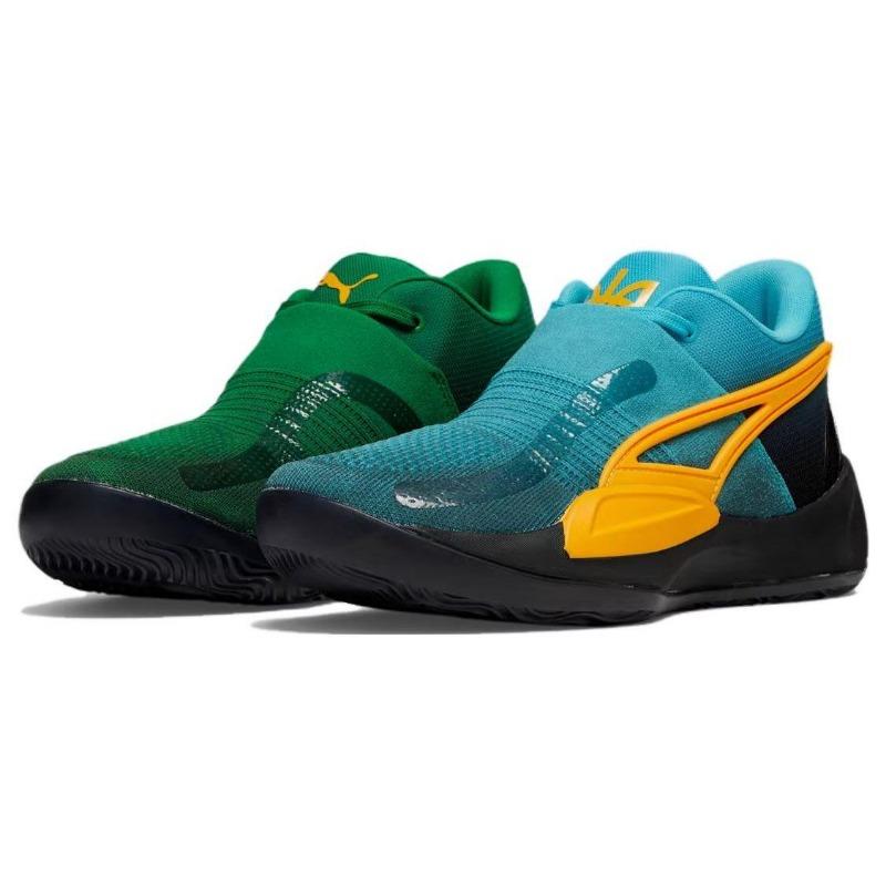 Puma Rise Nitro Dominayton Lace-up Mid-top Basketball Shoes Men Blue Green 378489-01