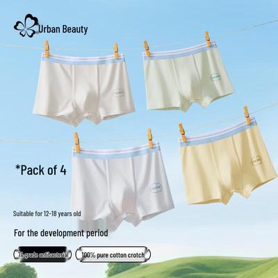 City Beauty 95% Xinjiang Cotton Teenage Men's Boxer Briefs (4-Pack)