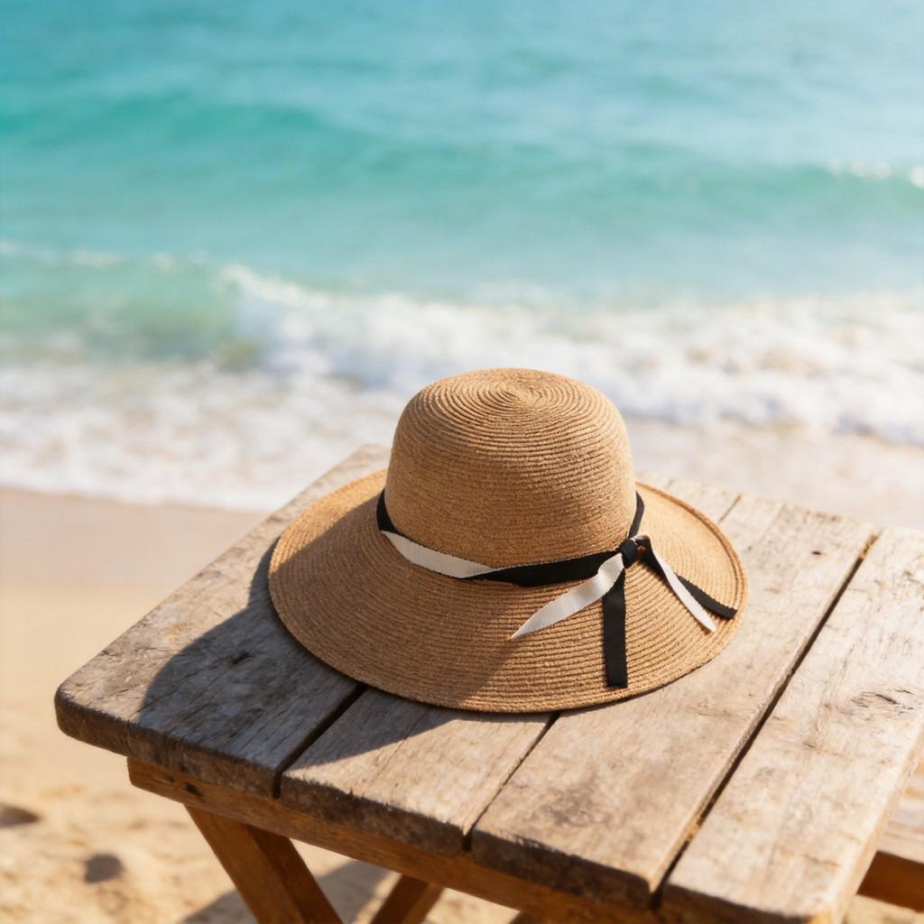 Paper Straw Wide Brim Sun Hat With Bow Knot For Summer Beach Vacation Style