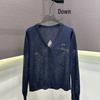 Cyan Women's Rhinestone-Embellished Sun Protection Cardigan - Lightweight, Versatile, Summer Knit