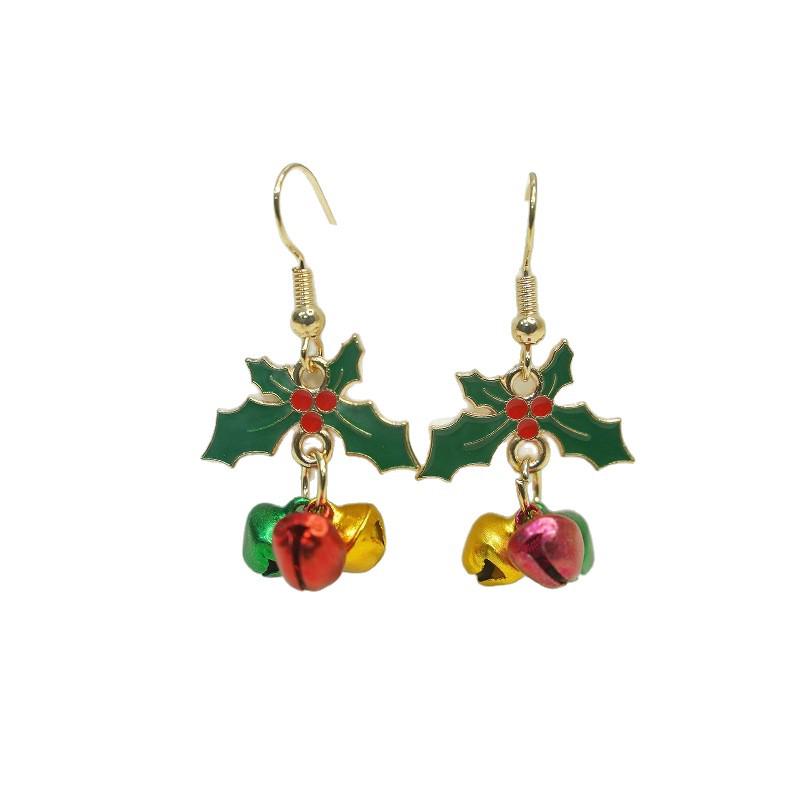 European and American Christmas Bell Earrings with Colorful Enamel, Women's Studs in Alloy Design