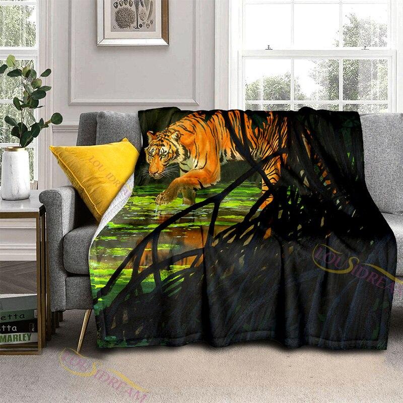 Galaxy Animal Tiger Print Fluffy Blanket Home Decoration Suitable for Living Room Bedroom Office Office Travel Blanket