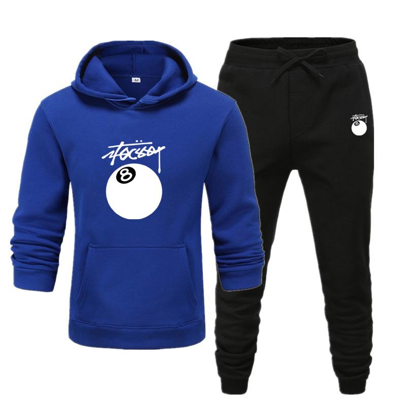 Herr- och damny höst- och vinter plusstorlek bordtennis Nej. 8 Tryckta Sportkläder med Huva Casual Sportklädesset