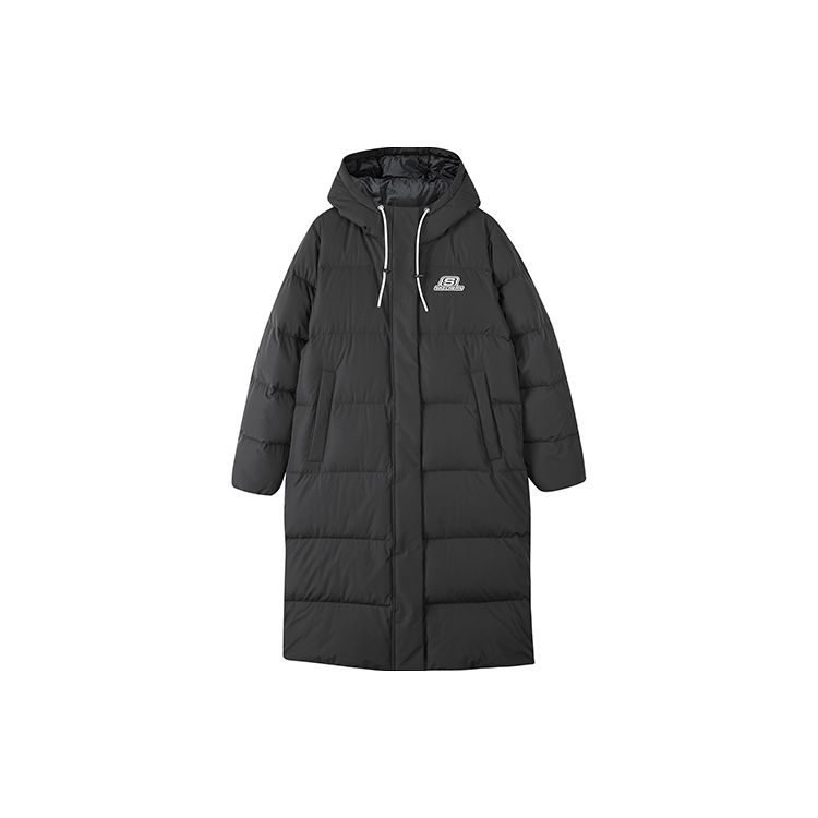 Skechers Colorful Casual Series FW23 Solid Color Casual Hooded Down Jacket Women Jackets Charcoal L423W131-0018