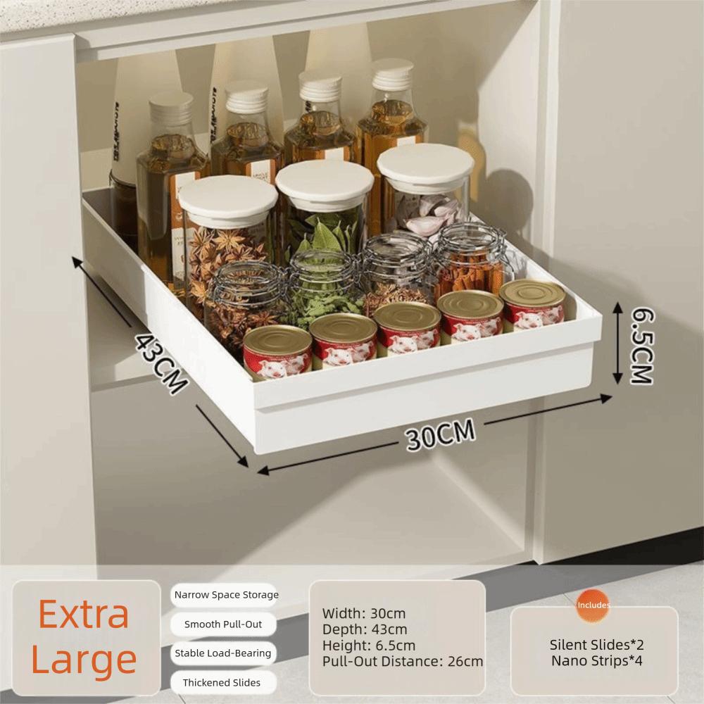 

ABS Slide-out Organizer Anti-slip Drawer Type Sliding Basket Rack Large Capacity Easy Install Pull-out Dishes Holder Tiny Homes