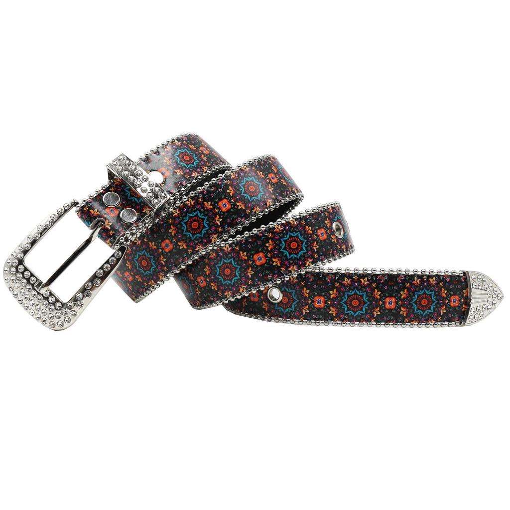 Bohemian Rhinestone Leather Belt - High-End Y2K Style Women's Trendy Waistband