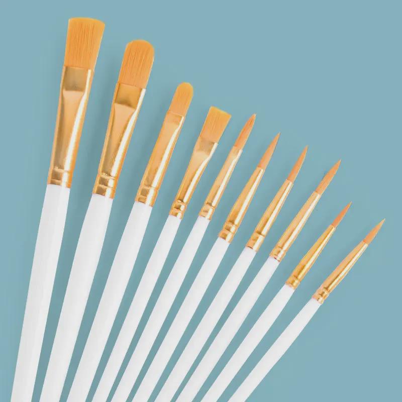 10-Piece Blue Oil & Watercolor Hand-Painting Brush Set