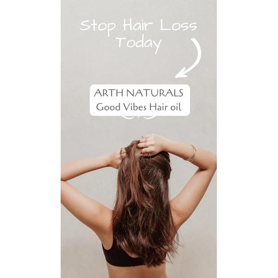 Arth naturals -Hair growth -Dandruff free- Cruelty free- Vegan - Natural ingredients -Good Vibes Hair oil - Unisex product - Made in India - 100 ml -