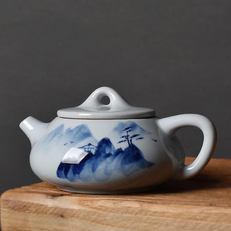 

Hand Drawn Teapot with Stone Ladles, Ceramic Kung Fu Tea Se