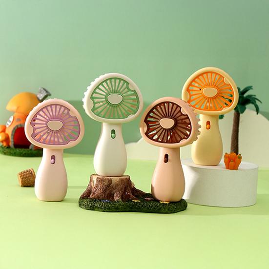 Small Handheld Fan Dual-Use Portable Fan USB Rechargeable Desk Fan Cute Mushroom Shape Personal Cooling Fan for Travel Office Home Gifts