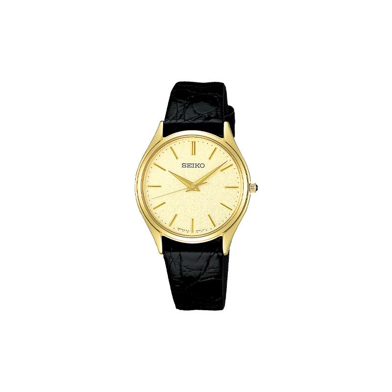 SEIKO Life Waterproof Antimagnetic Sapphire Glass Men s Quartz Watch Quartz Genuine Leather Strap Men s Watch Gold Dial SACM150 синий