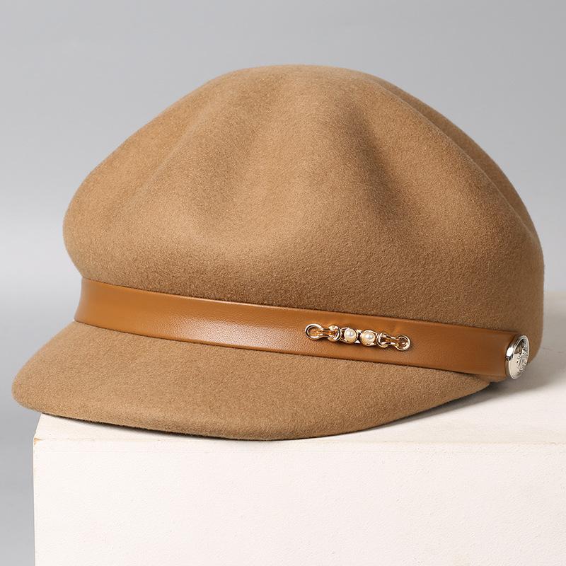 Autumn and Winter New Top Hat Wool Cap Fashionable Elegant Hat Women's Trendy Woolen Hat Fashionable Star Anise Felt Hat
