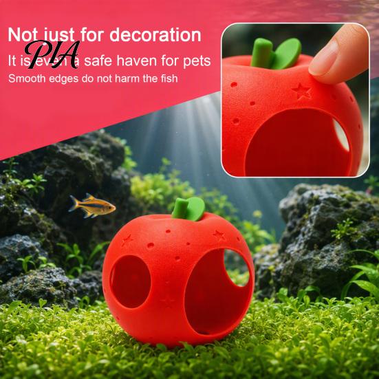 Crystal Shrimp Shelter for Breeding Fruit Aquarium Hide Cave, Apple Pitaya Fish Tank Hideout, 3D Safe Water Pets Printed Decorative Betta And