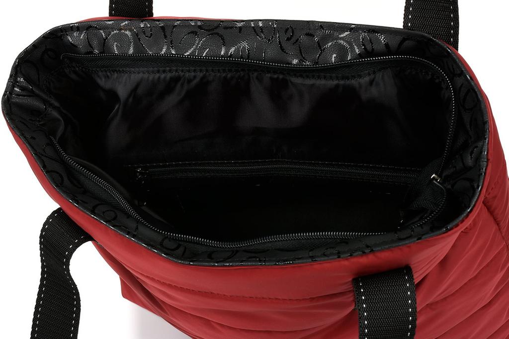 Bordowa Damska Torebka Pikowana Oryginalna A4 Sportowa Frędzel W90