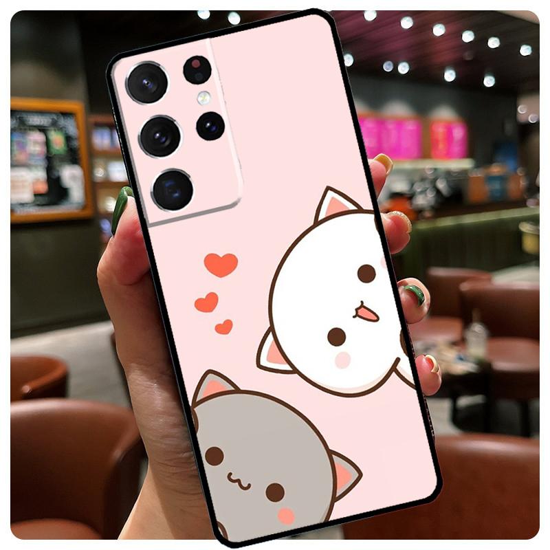 

Cartoon Cute Cats Phone Case For Samsung Galaxy S25 Ultra S20 S21 S22 S23 S24 Ultra S9 S10 Plus S25 FE Cover Galaxy S20Ultra