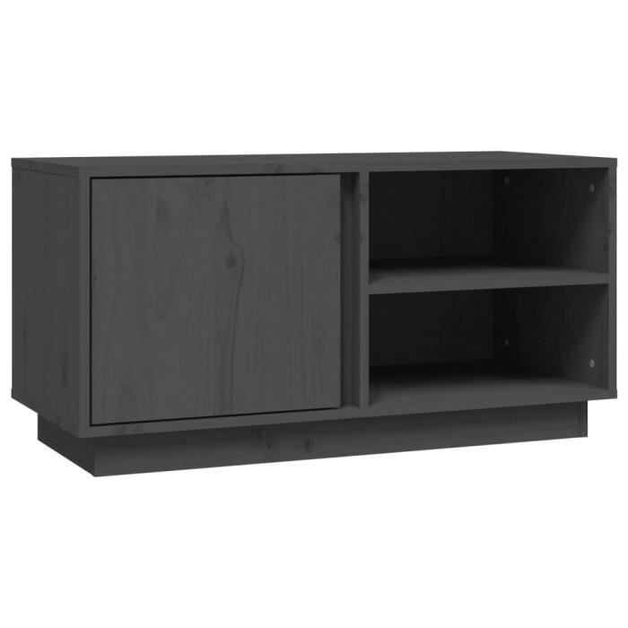 814466 vidaXL Meuble TV Gris 80x35x40,5 cm Bois de pin massif