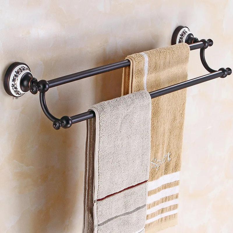 Black poceilain decoration finish copper Brass Bathroom accessories Bath Hardware Set Towel Rack Towel Bar Paper Holder