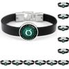 Aries Gemini Cancer Leo Virgo Libra Scorpio Sagittarius Capricorn Aquarius Pisces Zodiac Sign Horoscope Genuine Leather Bracelet