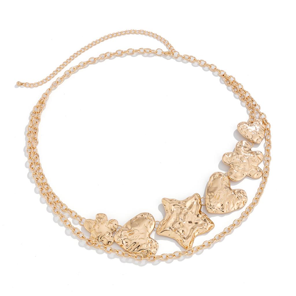 Luxury Sexy Gold Color Heart Star Belly Waist Chain for Women Punk Multi-layer Metal Chain Belt Body Jewelry Dress Accessories