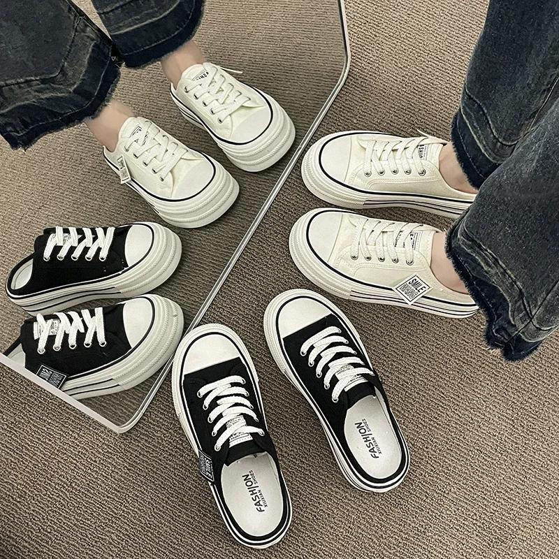 Neue lässige Canvas-Damenpantoffeln mit gekreuzten Riemen Sommer-Mode Erhöht Atmungsaktiv Bequem Sportschuhe zapatos de mujer
