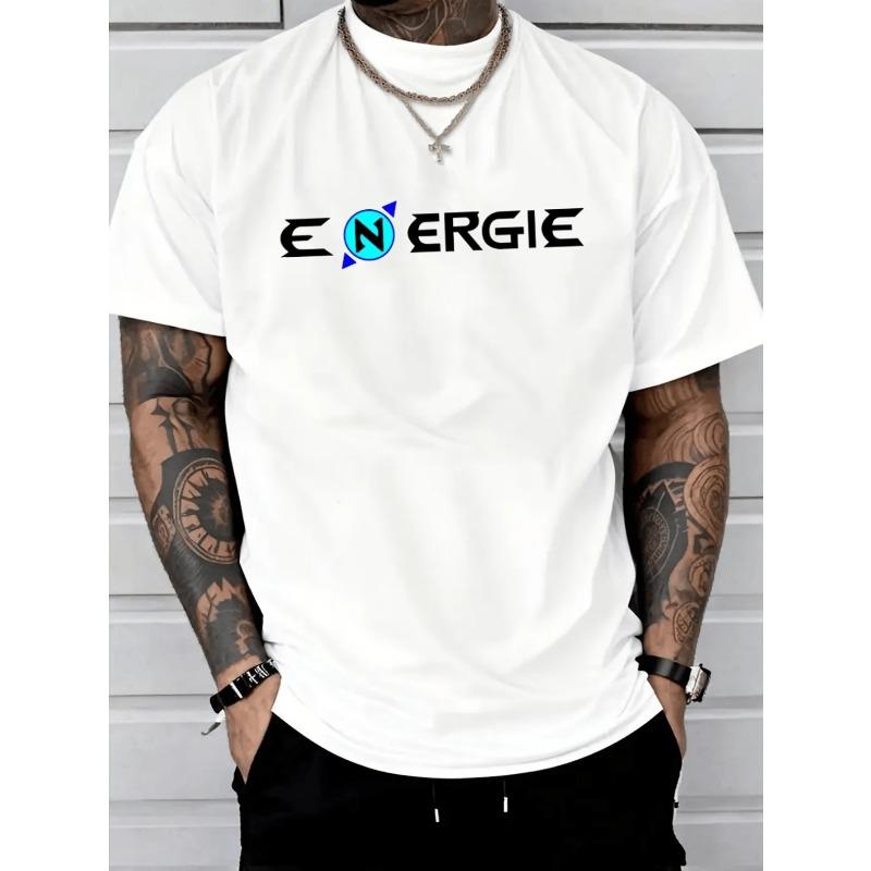 European sizes Men'S Energie Graphic T-Shirt - Urban Chic Style, Soft And Breathable, Fashionable And Versatile, Eye-Catching Print Design