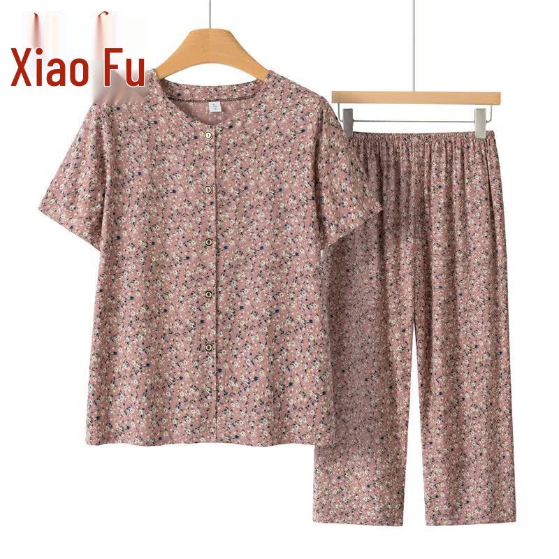 Elderly Women's Loose Summer Two-Piece Set