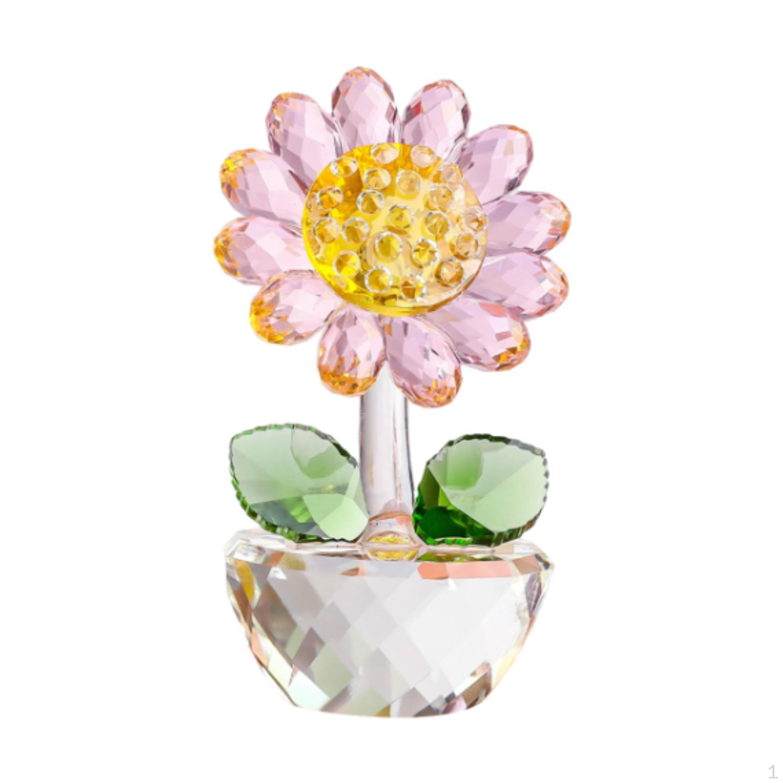 

Коллекционное стеклянное украшение в виде подсолнуха для украшения стола, небольшое изделие с бутоном розовый