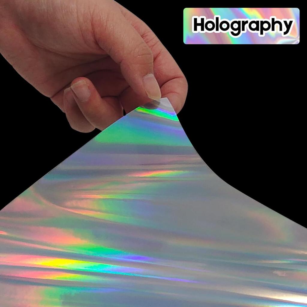 Holographic Printable Vinyl Sticker Paper for Inkjet Printer - 30 Sheets - 8.5" x 11" - Waterproof Labels Paper, Dries Quickly,Vivid Colors,Tear