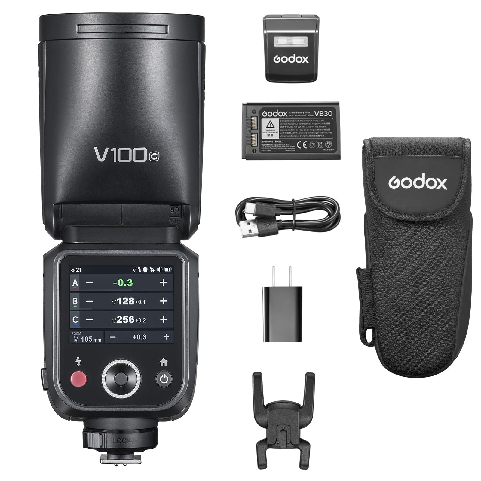 

Authorized Godox V100C 100W TTL Flash Speedlight for Canon with External Touchscreen 400 Full Power Recycle Time [Godox Dealer] V100-C Cameras, 2.4G