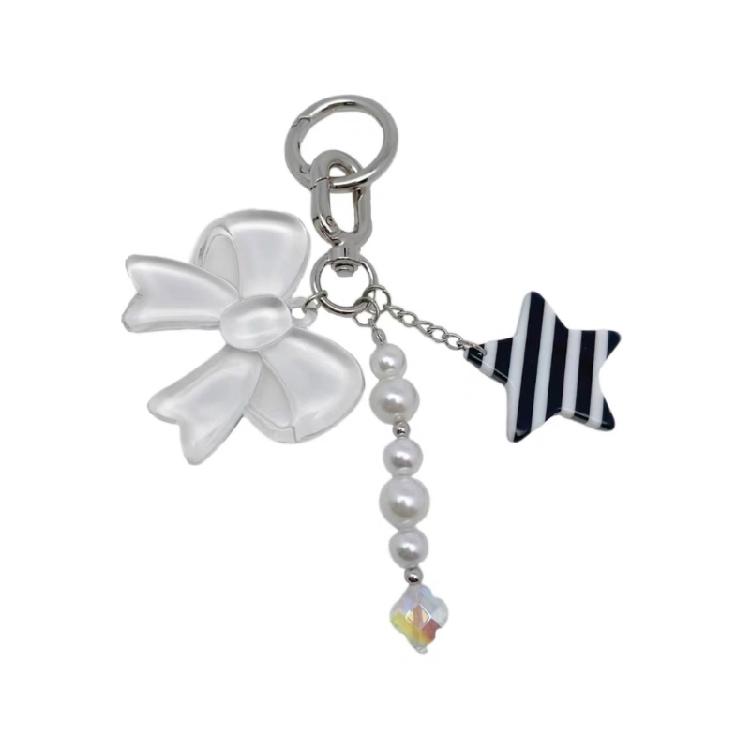 Lightweight Bowknot Charm Keychain For Handbags User Friendly Acrylic Alloy Gift For Birthdays And Special Event